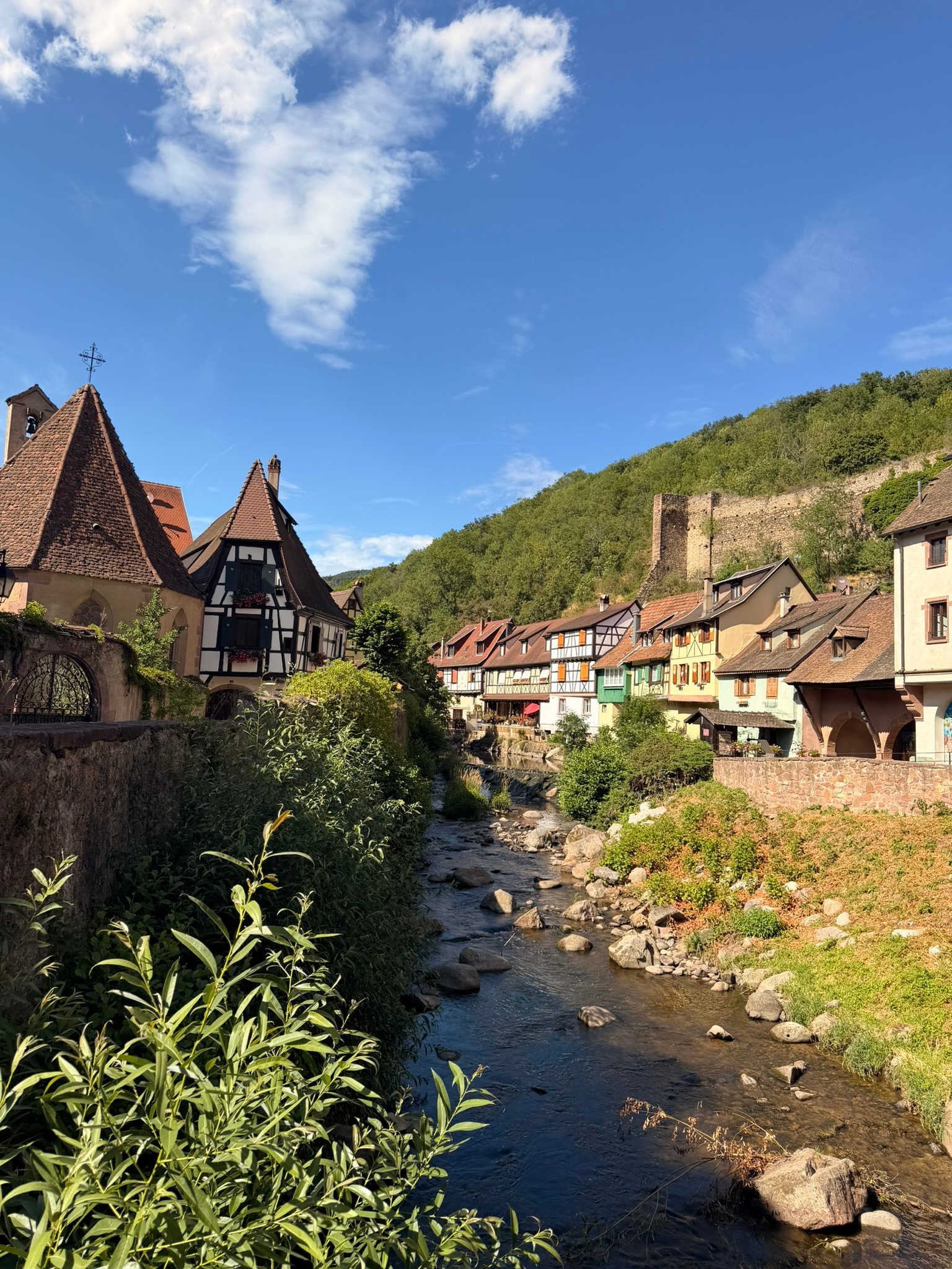 Houses along the Weiss river in Kaysersberg
