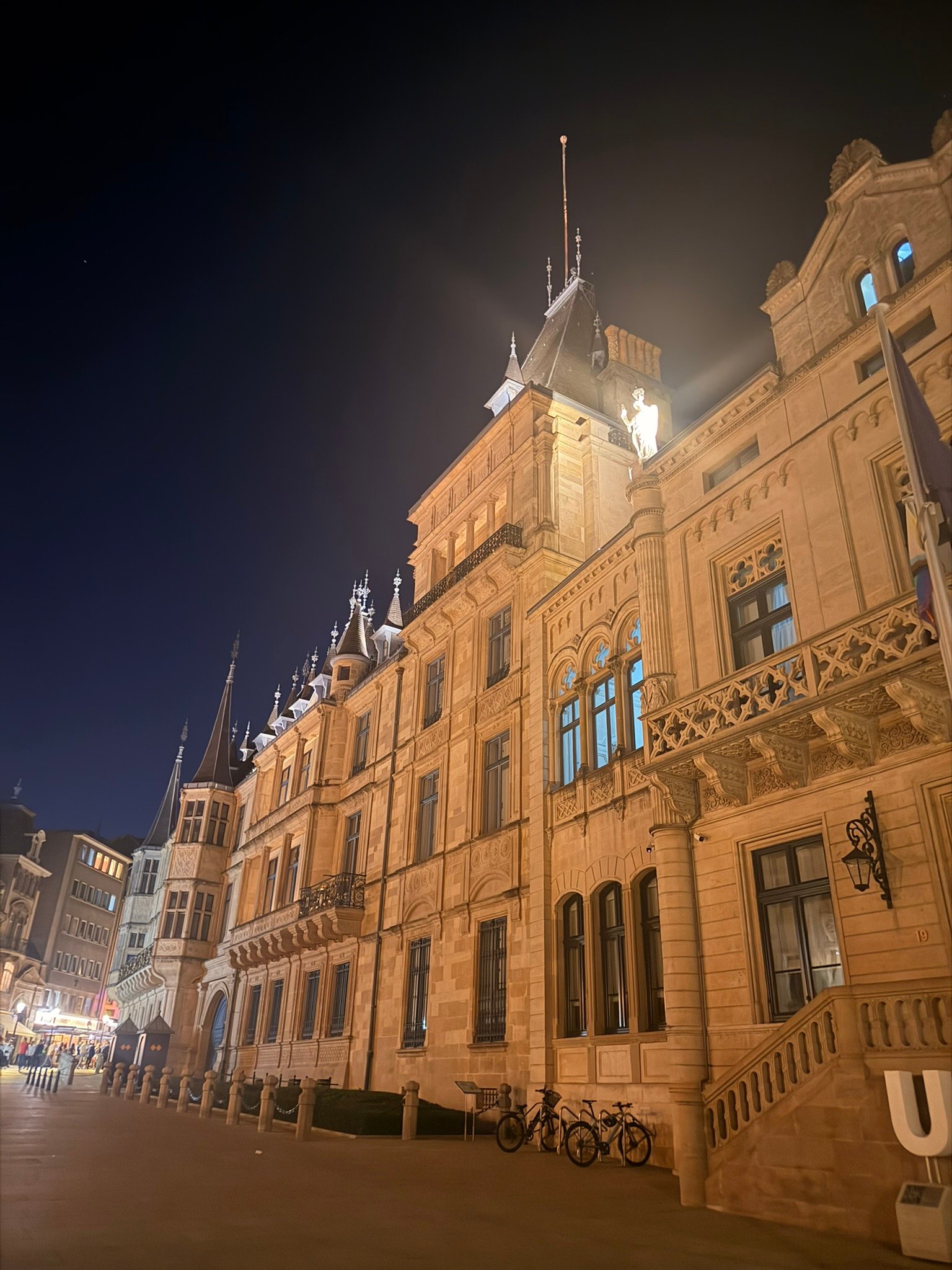 Luxembourg City lit up at night