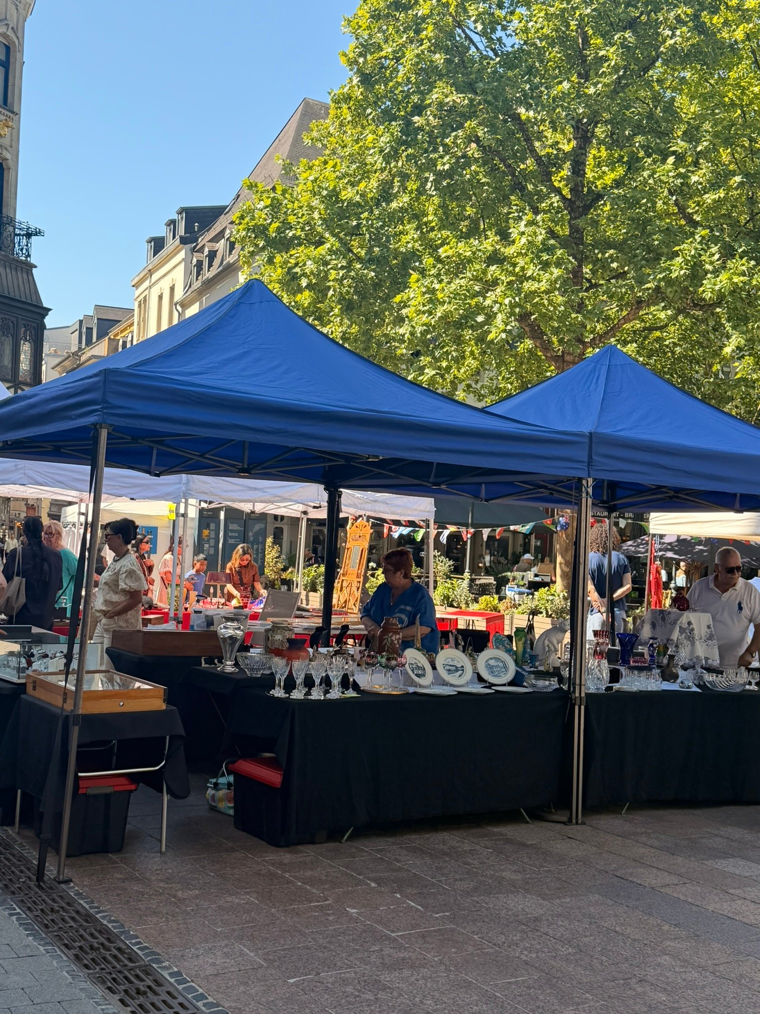 The craft market stalls in Luxembourg City's old town