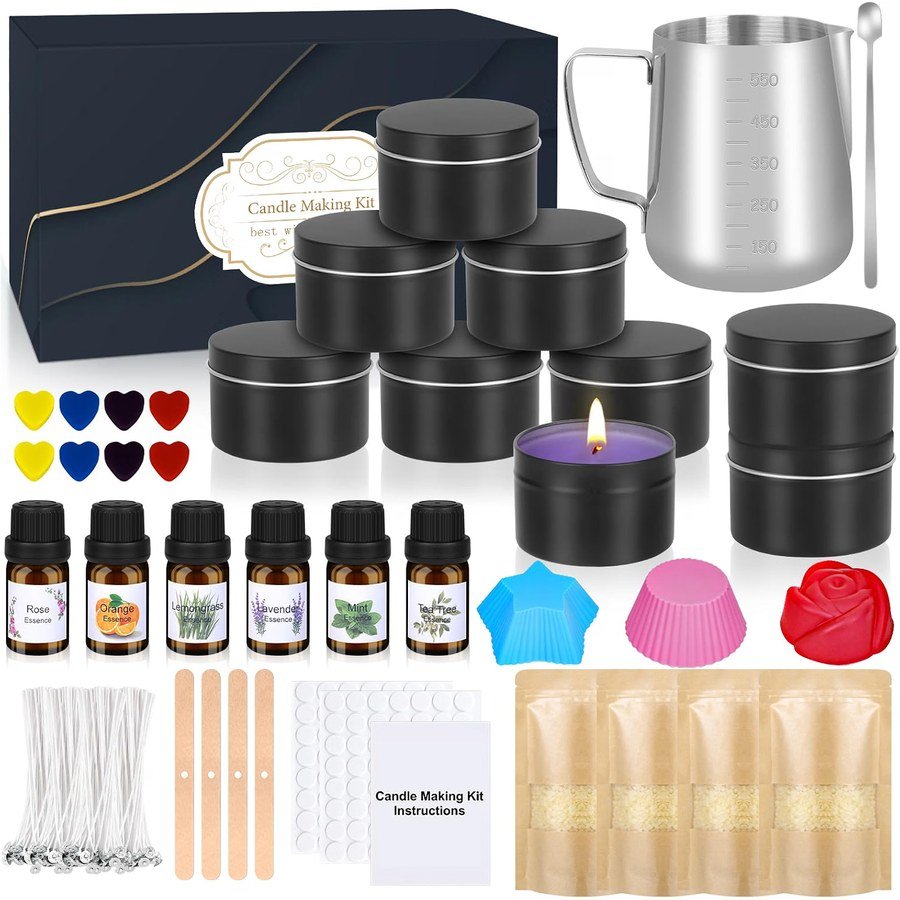 Candle Making Kit with Beeswax, Moulds & Jars