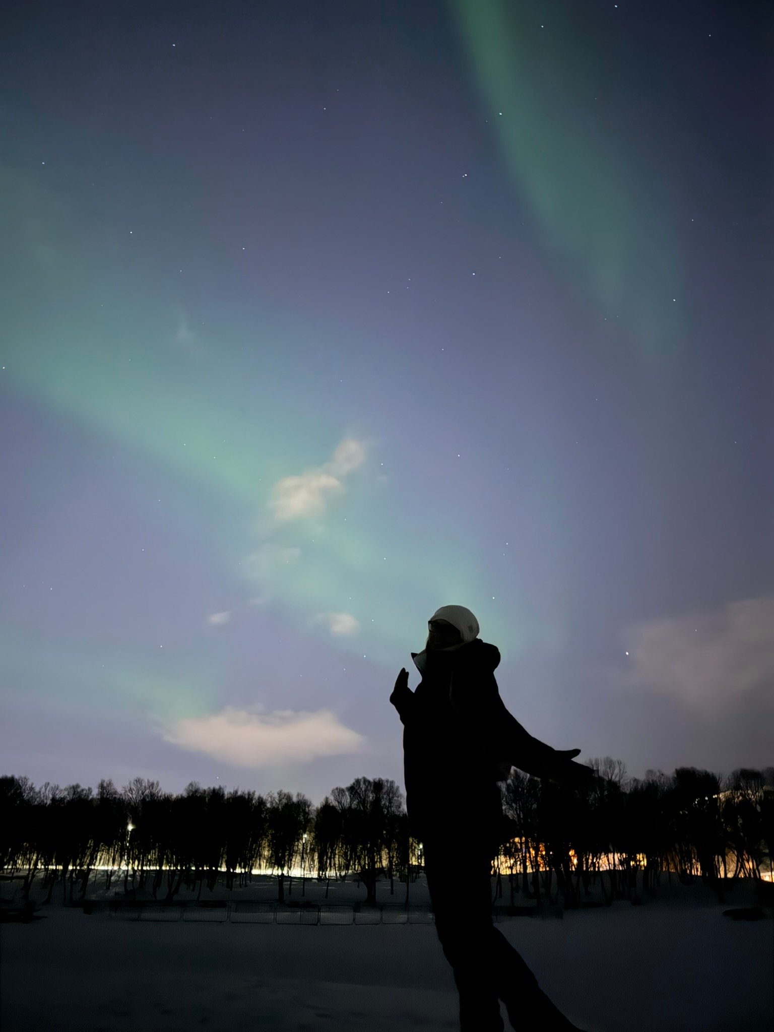 The first signs of the northern lights on our third night