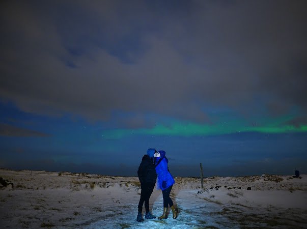 Faint northern lights in Iceland