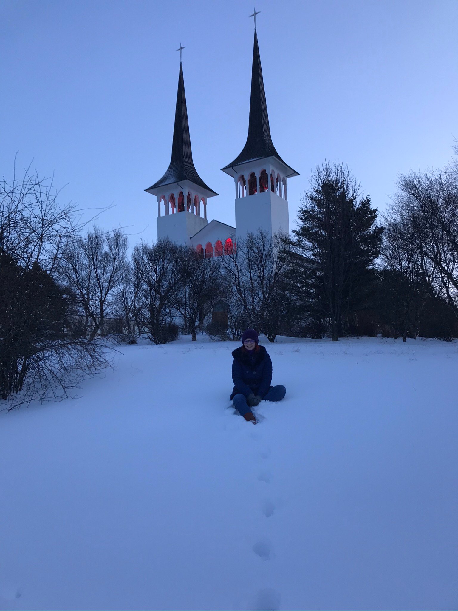 A snowy church in Reykjavik
