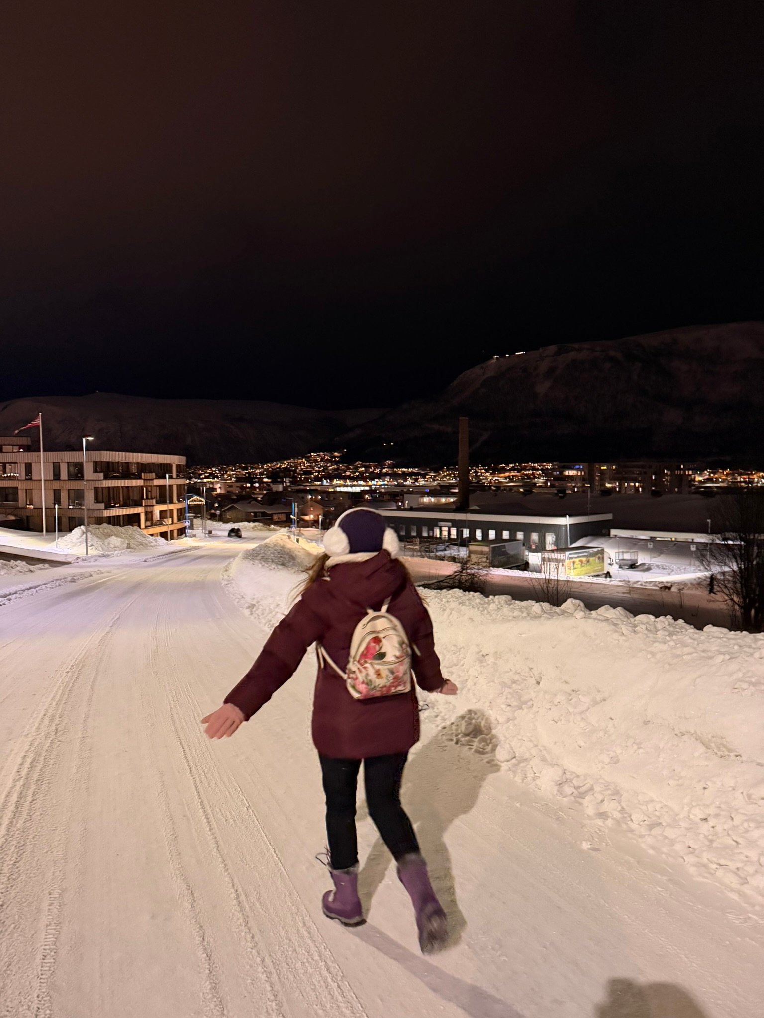 Tromsø after dark on our first evening
